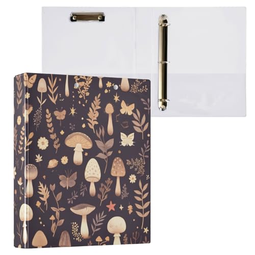 Foiosoh Ringbücher mit runden Ringen, 3,8 cm, mit Taschen, 1/2er-Pack, College-Ordner für Studenten, Hardcover, Pilz, Schwarz Foiosoh Ringbücher mit runden Ringen, 3,8 cm, mit Taschen, 1/2er-Pack, College-Ordner für Studenten, Hardcover, Pilz, Schwarz von Foiosoh