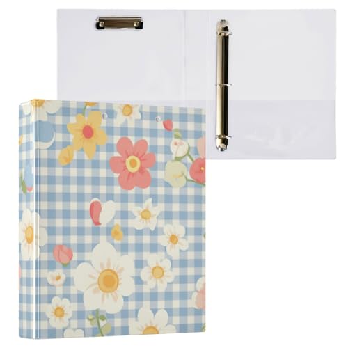 Foiosoh Ringordner mit runden Ringen, 3,8 cm, mit Tascheneinband, 1/2 Packungen, College-Ordner für Studenten, Hardcover, Schottenkaro, Blumen, Blau Foiosoh Ringordner mit runden Ringen, 3,8 cm, mit Tascheneinband, 1/2 Packungen, College-Ordner für Studenten, Hardcover, Schottenkaro, Blumen, Blau von Foiosoh