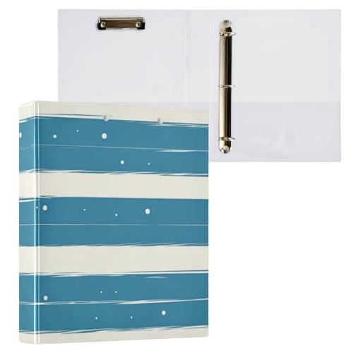 Foiosoh Runde Ringbücher 3,8 cm (1,5 Zoll) Notizbücher mit Tascheneinband, 1/2er-Pack, Schulhefter, 200 Blatt, blau und weiß gestreift von Foiosoh