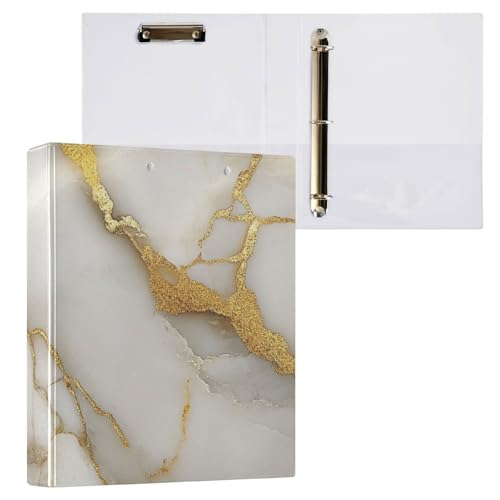 Foiosoh Runde Ringbücher mit Innentaschen, 1/2 Packungen, College-Ordner für Studenten, 200 Blatt, Marmor, Goldweiß Foiosoh Runde Ringbücher mit Innentaschen, 1/2 Packungen, College-Ordner für Studenten, 200 Blatt, Marmor, Goldweiß von Foiosoh