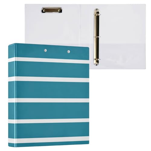 Foiosoh Runde Ringbücher mit Innentaschen, 3,8 cm, 1/2 Packungen für Briefgröße (27,9 x 21,6 cm), Hardcover, Blau, einfache Punkte und Streifen von Foiosoh