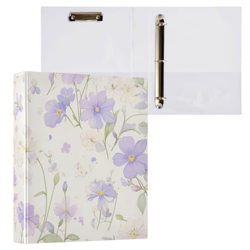 Foiosoh Runde Ringbücher mit Innentaschen, 3,8 cm (1 1/2 Zoll), für Briefgröße (27,9 x 21,6 cm), Hardcover, Froal, violettes Muster von Foiosoh