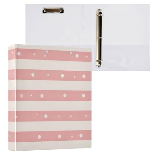 Foiosoh Runde Ringbücher mit Klemmbrett, 3,8 cm, 1/2er-Pack, für Briefgröße (27,9 x 21,6 cm), Hardcover, beige gestreift und gepunktet von Foiosoh