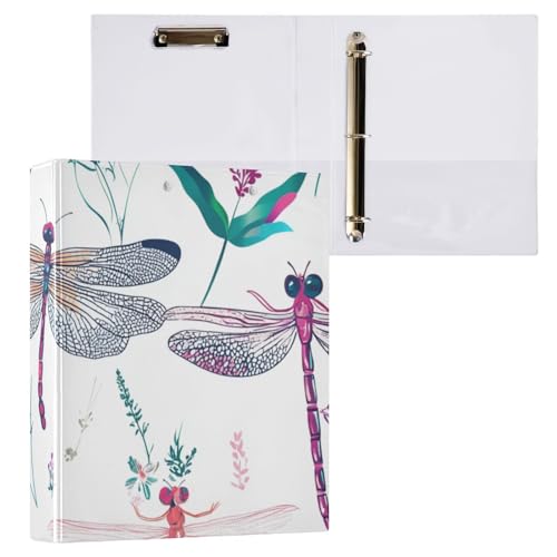 Foiosoh Runde Ringbücher mit Tascheneinband, 3,8 cm, 1/2 Packungen, College-Ordner für Studenten, Hardcover, niedliche Libelle, Weiß Foiosoh Runde Ringbücher mit Tascheneinband, 3,8 cm, 1/2 Packungen, College-Ordner für Studenten, Hardcover, niedliche Libelle, Weiß von Foiosoh