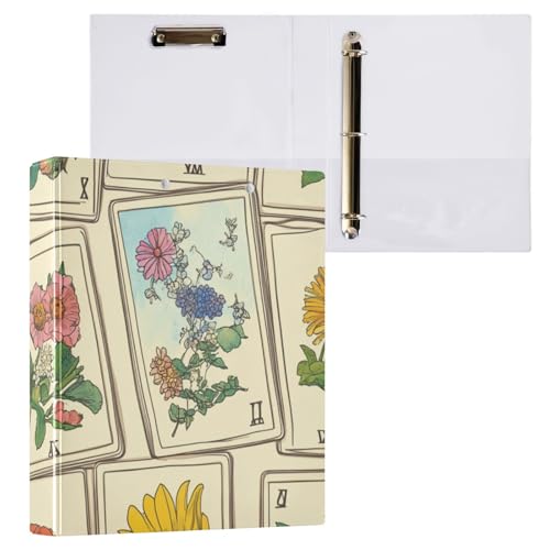 Foiosoh Runde Ringbücher mit Tascheneinband, 3,8 cm, 1/2er-Pack, Ordner für Studenten, Hardcover, Tarot-Vintage, Beige von Foiosoh