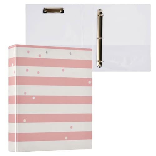 Foiosoh Runde Ringe, Notizbuch, 3,8 cm, Notizbuchordner mit Klemmbrett, 1/2er-Pack für Briefgröße (27,9 x 21,6 cm), 200 Blatt, Pfirsichstreifen und Punkte von Foiosoh