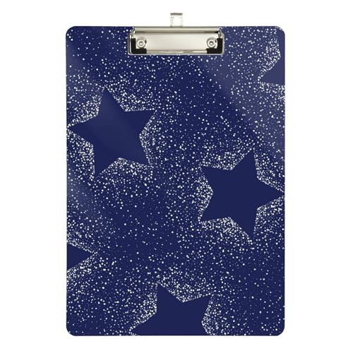 Foiosoh Stern-Klemmbrett aus Kunststoff in Silber und Blau, niedlich, für Klassenzimmer, für Lehrer, Gymnasium, Größe 22,9 x 30,5 cm von Foiosoh