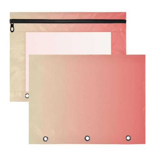 Foiosoh Stiftebox mit 3 verstärkten Ösen, Kunststoff-Aktenordner für A4-Papier, Briefe, 2 Stück, Lehrer, College, Zubehör, Granat, Farbverlauf von Foiosoh
