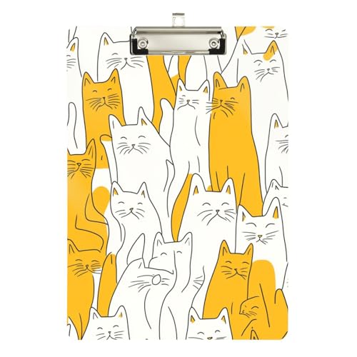 Foiosoh Sweet Cats Klemmbrett, Standardloch für Hausaufgaben, Kindergröße, 22,9 x 30,5 cm, Gelb und Weiß von Foiosoh