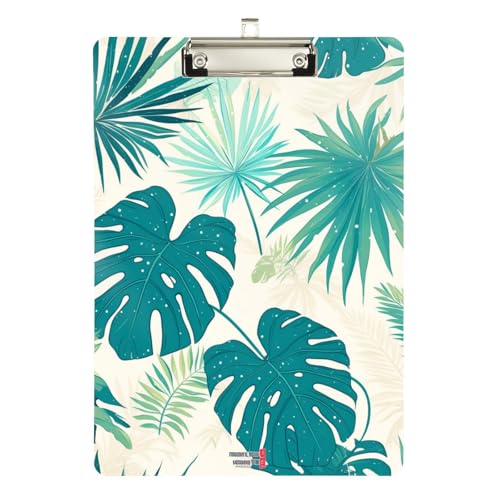 Foiosoh Tropische Palmenblätter, Padfolio, Klemmbrett, Ordner, wasserdicht, für Klemmbrett, Lehrer, Größe 22,9 x 30,5 cm von Foiosoh