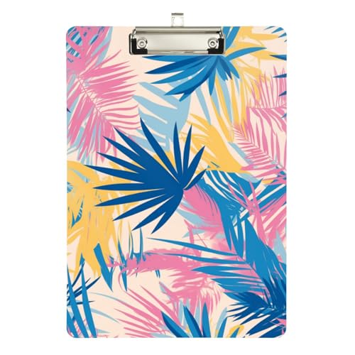 Foiosoh Wasserfestes Klemmbrett aus Kunststoff für Klassenzimmer, für Lehrer, Gymnasium, Größe 22,9 x 30,5 cm, Palmbeige und Blau von Foiosoh