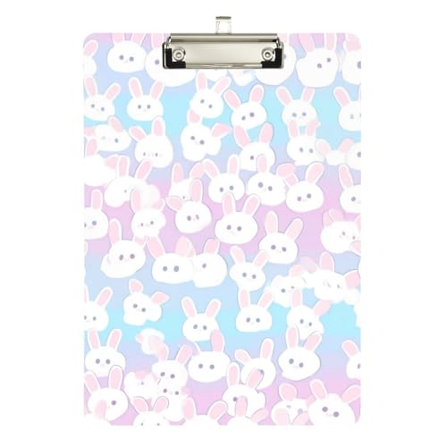 Foiosoh Weißes Kaninchenmuster, Büro-Klemmbrett, Hartplatte für Klemmbrett, Lehrer, Größe 22,9 x 30,5 cm von Foiosoh