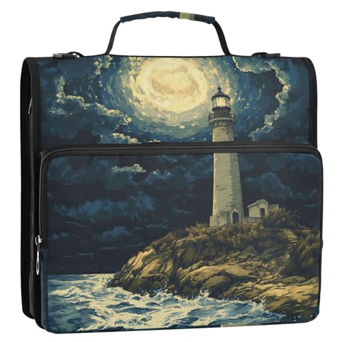 Lighthouse Seaside 3,8 cm Ringbuch mit 3 Ringen und extra Taschen mit Gurt, einfach zu transportieren, Portfolio-Organizer, geeignet für Mittelschule Lighthouse Seaside 3,8 cm Ringbuch mit 3 Ringen und extra Taschen mit Gurt, einfach zu transportieren, Portfolio-Organizer, geeignet für Mittelschule von Foiosoh