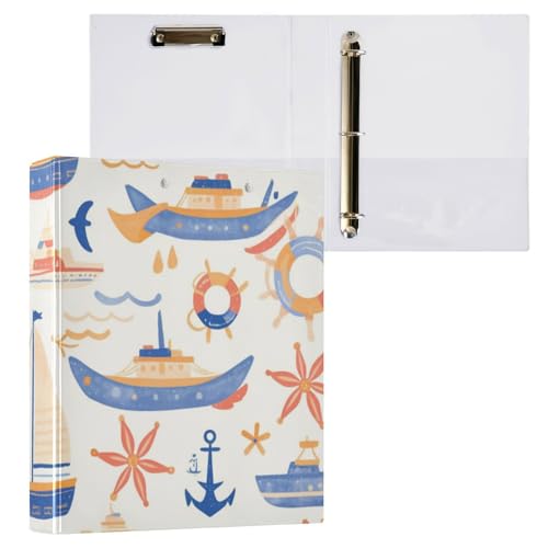 Notizbuchordner mit runden Ringen, 3,5 cm (1 und 2 Zoll), mit Klemmbrett, 1/2 Stück für Briefgröße (27,9 x 21,6 cm), Hardcover, dunkelblaues Meeresschiff von Foiosoh