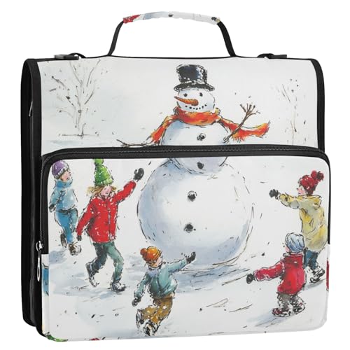 Ordner mit 3 Ringen, Schneemann-Muster, Weiß, 3,8 cm, mit extra Taschen mit Griff und abnehmbarem Schultergurt, mehrere Taschen, Dokumentenmappe für Schule/Büro Ordner mit 3 Ringen, Schneemann-Muster, Weiß, 3,8 cm, mit extra Taschen mit Griff und abnehmbarem Schultergurt, mehrere Taschen, Dokumentenmappe für Schule/Büro von Foiosoh