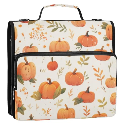 Pumkin Ringbuch-Organizer im Vintage-Stil, 3,8 cm, 3 Ringe, mit Schultergurt, inklusive Reißverschlusstasche, Portfolio-Organizer für Mittelschüler Pumkin Ringbuch-Organizer im Vintage-Stil, 3,8 cm, 3 Ringe, mit Schultergurt, inklusive Reißverschlusstasche, Portfolio-Organizer für Mittelschüler von Foiosoh