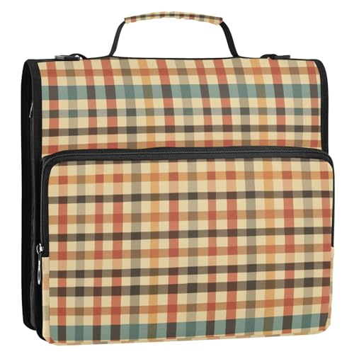 Ringbuch-Organizer mit 3 Ringen, kariertes Muster, 3,8 cm, mit Griff und abnehmbarem Schultergurt, Kapazität für Schulbedarf, Organizer für Mittelschule Ringbuch-Organizer mit 3 Ringen, kariertes Muster, 3,8 cm, mit Griff und abnehmbarem Schultergurt, Kapazität für Schulbedarf, Organizer für Mittelschule von Foiosoh
