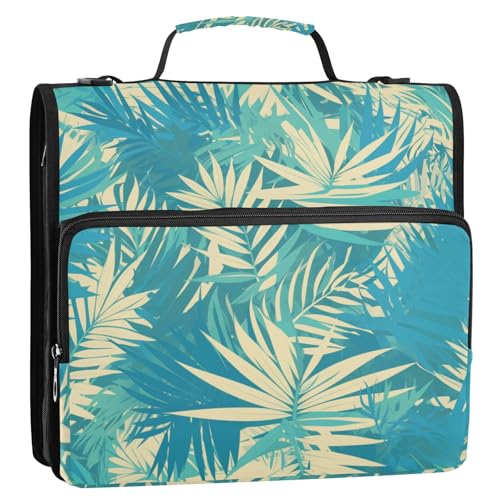 Ringbuch-Organizer mit tropischem Palmblatt und 3 Ringen, mit Griff und abnehmbarem Schultergurt, wasserdicht, für Schule und Büro Ringbuch-Organizer mit tropischem Palmblatt und 3 Ringen, mit Griff und abnehmbarem Schultergurt, wasserdicht, für Schule und Büro von Foiosoh