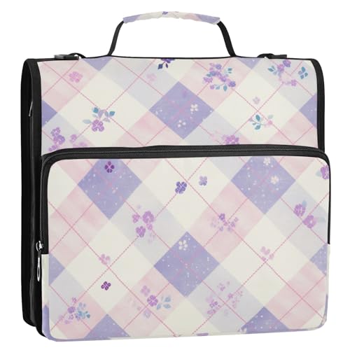 Ringbuch mit 3 Ringen, 3,8 cm, mit extra Taschen und Riemen, mehrere Taschen, Reißverschluss, Portfolio für Schule und Büro, Violett Ringbuch mit 3 Ringen, 3,8 cm, mit extra Taschen und Riemen, mehrere Taschen, Reißverschluss, Portfolio für Schule und Büro, Violett von Foiosoh