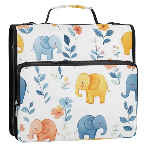 Ringbuch mit 3 Ringen, rustikaler Elefant, 3,8 cm, mit Reißverschluss, Griff und abnehmbarem Schultergurt, mehrere Taschen, Reißverschluss, Portfolio für Büro, Schule Ringbuch mit 3 Ringen, rustikaler Elefant, 3,8 cm, mit Reißverschluss, Griff und abnehmbarem Schultergurt, mehrere Taschen, Reißverschluss, Portfolio für Büro, Schule von Foiosoh