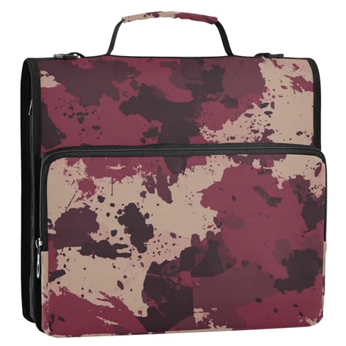 Ringbuch mit Reißverschluss, 3 Ringe, mit Griff, leicht zu transportieren, tragbar, für die Schule, Camouflage, Burgunderrot Ringbuch mit Reißverschluss, 3 Ringe, mit Griff, leicht zu transportieren, tragbar, für die Schule, Camouflage, Burgunderrot von Foiosoh