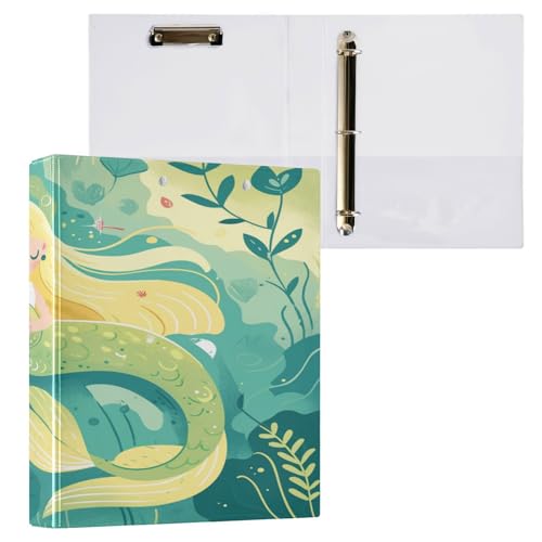 Ringbücher mit 3 Ringen, 1 und 1/2 Zoll mit Klemmbrett, 1/2 Packungen für Briefgröße (27,9 x 21,6 cm), 200 Blatt, Meerjungfrauen-Grün von Foiosoh