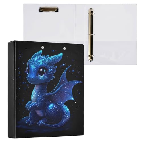Runde Ringbücher 3,8 cm (1,5 Zoll) Notizbuchordner mit Klemmbrett, 1/2 Packung, Ordner für Studenten, 200 Blatt, Drache Cartoon von Foiosoh