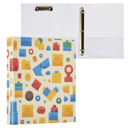 Runde Ringbücher 3,8 cm Ordner mit Tascheneinband, 1/2 Stück, Schulbedarf, Binder, Hardcover, Bausteine, Cartoon-Muster Runde Ringbücher 3,8 cm Ordner mit Tascheneinband, 1/2 Stück, Schulbedarf, Binder, Hardcover, Bausteine, Cartoon-Muster von Foiosoh
