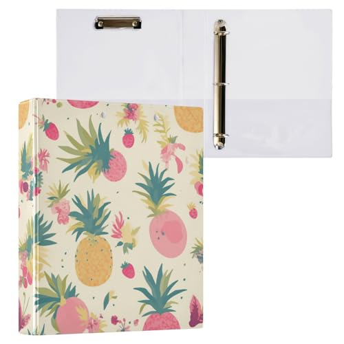 Runde Ringbücher mit Klemmbrett, 3,8 cm (1 1/2 Zoll), Schulbedarf, Hardcover, Ananas, tropische Früchte von Foiosoh
