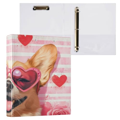 Runde Ringe, Notizbuch, Ordner mit Klemmbrett, 1/2er-Pack, Schulbedarf, 200 Blatt, niedlicher Hund, Pfirsichrose von Foiosoh