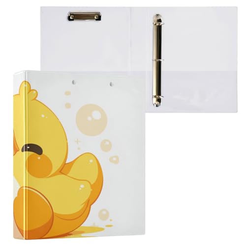 Runde Ringe Ordner 1-1/2 Zoll Ordner mit Klemmbrett 1/2 Stück College Binder für Studenten Hardcover Duck Happy Muster von Foiosoh