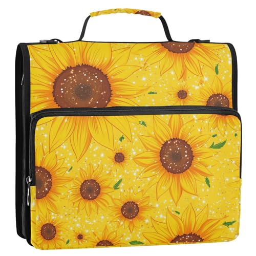 Sunflowers Yelllow 3 Ringbuch mit 3 Ringen und extra Taschen mit Schultergurt, wasserdicht, Dokumentenordner, Organizer für Büro, Schule, 3,8 cm Sunflowers Yelllow 3 Ringbuch mit 3 Ringen und extra Taschen mit Schultergurt, wasserdicht, Dokumentenordner, Organizer für Büro, Schule, 3,8 cm von Foiosoh