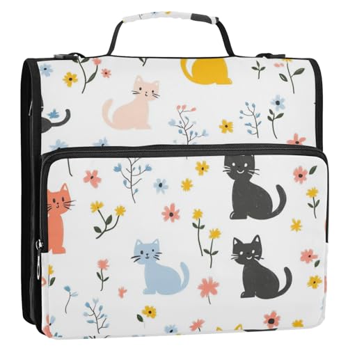 Sweet Cat einfaches Muster, weiß, 3,8 cm, 3 Ringe, Reißverschluss, Ordner mit Griff und abnehmbarem Schultergurt, wasserdicht, Dokumentenmappe für Büro, Schule Sweet Cat einfaches Muster, weiß, 3,8 cm, 3 Ringe, Reißverschluss, Ordner mit Griff und abnehmbarem Schultergurt, wasserdicht, Dokumentenmappe für Büro, Schule von Foiosoh