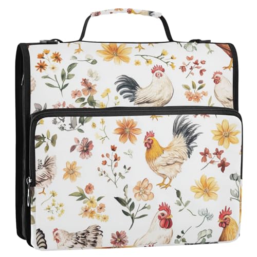 Sweet Pet Chicken Ringbuch mit 3 Ringen, mit Reißverschluss, einfach zu transportieren, 3,8 cm, Weiß von Foiosoh