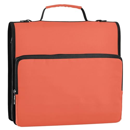 Tomato Dokumentenmappe mit 3 Ringen, Reißverschluss, mit Schultergurt, mehrere Taschen, Dokumentenmappe für Schule/Büro Tomato Dokumentenmappe mit 3 Ringen, Reißverschluss, mit Schultergurt, mehrere Taschen, Dokumentenmappe für Schule/Büro von Foiosoh