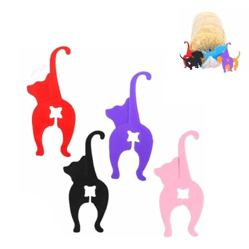 Katzen -But -Brot -Clip, Katzenbrotbeutelkrawatte, wiederverwendbare Lebensmittelbeutelklammern, 3D -gedruckte wiederverwendbare Hundekatze Brotbeutel Clips, Haustierkolben Humor (Style A) von Fokayo