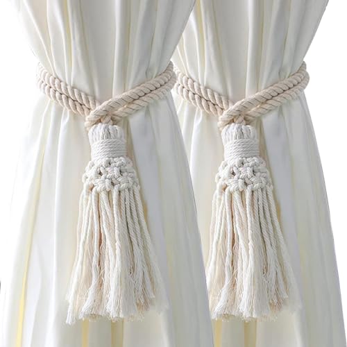 Fokecci Vorhang Raffhalter 2 Stück, Boho Raffhalter FüR VorhäNge, Raffhalter für Gardinen Handgefertigte Vorhang Seil Vorhanghalter Gardinenhalter für Büro Haus Zimmer Vorhang Binder Fokecci Vorhang Raffhalter 2 Stück, Boho Raffhalter FüR VorhäNge, Raffhalter für Gardinen Handgefertigte Vorhang Seil Vorhanghalter Gardinenhalter für Büro Haus Zimmer Vorhang Binder von Fokecci