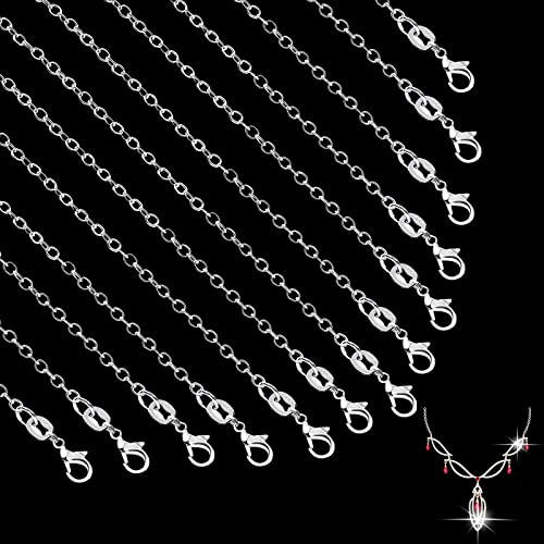 Fokelyi 26 Stück Halskettenketten, 925 Sterling Silber Ketten DIY Ketten Bulk Link Halskette mit Karabinerverschluss für Halskettenherstellung Armbandverlängerung (45,7 cm 1,5 mm) von Fokelyi