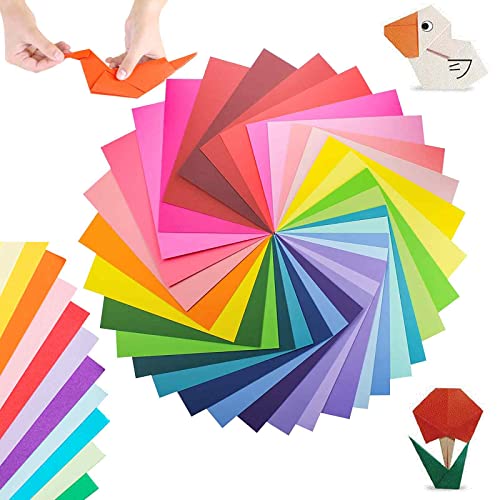 Origami Papier, 100 Blatt 50 Farben 15 x 15cm Farbiges Papier Faltpapier, Hochwertige Doppelseitiges Faltblätter für Kartenherstellung Kunst DIY-Fertigkeiten von Fokelyi