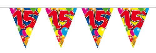 1 WIMPELKETTE 15.Geburtstag GIRLANDE 10m PARTY DEKO von Folat