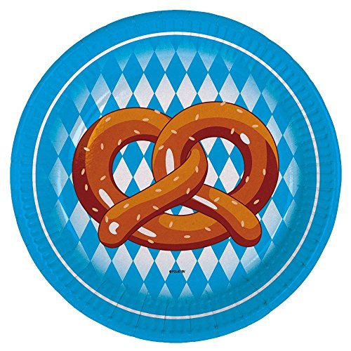 8 kleine Teller * OKTOBERFEST * für Party und Geburtstag // Kindergeburtstag Kinder Feier Fete Set Pappteller Ballon Partyteller Pappteller Oktoberfest Bier Brezel Bayern von Folat