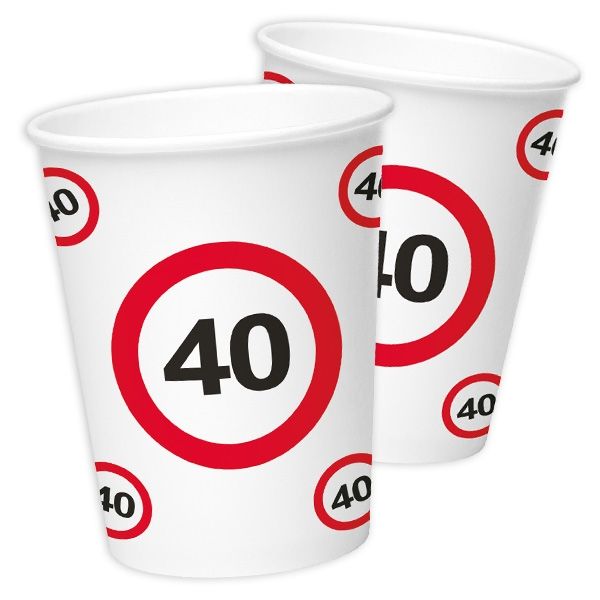 Becher "Verkehrsschild" zum 40. Geburtstag, 8er Pack Becher "Verkehrsschild" zum 40. Geburtstag, 8er Pack