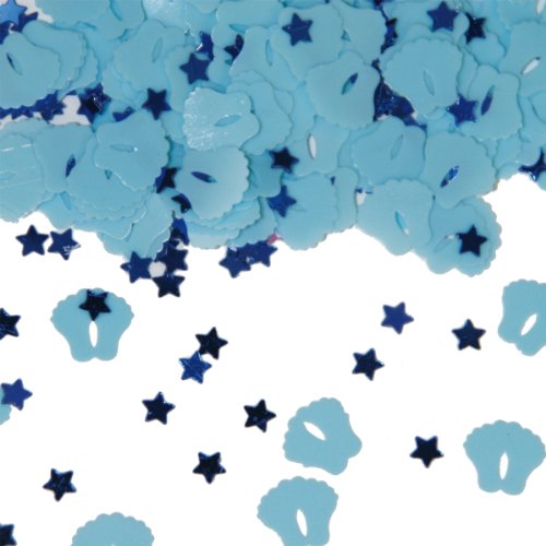 Blau glitzerndes Baby-Konfetti * FÜSSE und Sterne * Tüte mit 15g (ca. 1000 einzelne Konfetti's) // Deko Tischdeko Konfetti Streukonfetti Erster Geburtstag Birthday Geburt Blue Hellblau Junge Boy von Folat