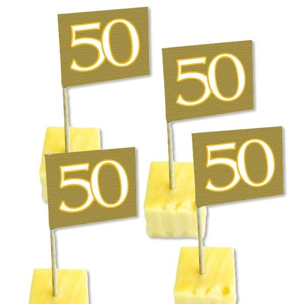 Dekopicker Fähnchen mit 50, golden, 50er Pack für Fooddeko Dekopicker Fähnchen mit 50, golden, 50er Pack für Fooddeko von Folat