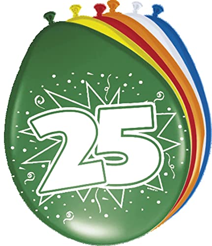 Folat 08225 25th Birthday Balloons Pieces. Zahl 25. Geburtstag Ballons 30 cm-8 Stück, Einheitsgröße Folat 08225 25th Birthday Balloons Pieces. Zahl 25. Geburtstag Ballons 30 cm-8 Stück, Einheitsgröße von Folat