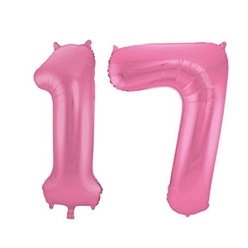 Folat 08793 Folienballon Zahl 17 ca. 86 cm hoch, Pink Matt von Folat