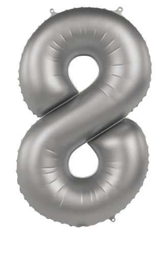 Folat 10478 Zahlen Luftballon Silber Folienballon Zahl 8 - Moonlight Silver - Satin Gloss - 86 cm - Party Deko Ballon für Kinder Geburtstag Jubiläum, zum Befüllen mit Helium geeignet Folat 10478 Zahlen Luftballon Silber Folienballon Zahl 8 - Moonlight Silver - Satin Gloss - 86 cm - Party Deko Ballon für Kinder Geburtstag Jubiläum, zum Befüllen mit Helium geeignet von Folat