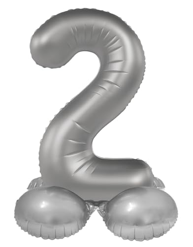 Folat 10532 Luftballon Silber Stehender Folienballon Zahl 2-Moonlight Silver-Satin Gloss-72 cm-Party Deko Ballon für Kinder Geburtstag Jubiläum, kein Helium erforderlich, 72 cm Folat 10532 Luftballon Silber Stehender Folienballon Zahl 2-Moonlight Silver-Satin Gloss-72 cm-Party Deko Ballon für Kinder Geburtstag Jubiläum, kein Helium erforderlich, 72 cm von Folat