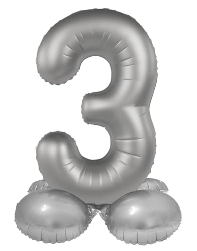 Folat 10533 Luftballon Silber Stehender Folienballon Zahl 3-Moonlight Silver-Satin Gloss-72 cm-Party Deko Ballon für Kinder Geburtstag Jubiläum, kein Helium erforderlich, 72 cm Folat 10533 Luftballon Silber Stehender Folienballon Zahl 3-Moonlight Silver-Satin Gloss-72 cm-Party Deko Ballon für Kinder Geburtstag Jubiläum, kein Helium erforderlich, 72 cm von Folat