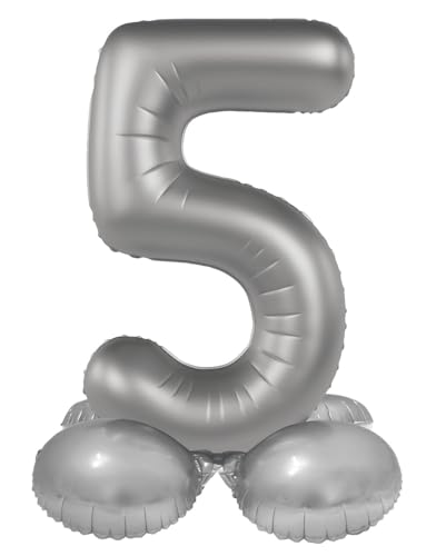 Folat 10535 Luftballon Silber Stehender Folienballon Zahl 5-Moonlight Silver-Satin Gloss-72 cm-Party Deko Ballon für Kinder Geburtstag Jubiläum, kein Helium erforderlich, 72 cm Folat 10535 Luftballon Silber Stehender Folienballon Zahl 5-Moonlight Silver-Satin Gloss-72 cm-Party Deko Ballon für Kinder Geburtstag Jubiläum, kein Helium erforderlich, 72 cm von Folat